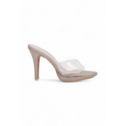 96231 Women Platforms Heels Transparent in Glitter Gold